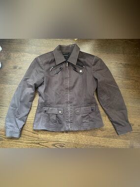 Jones New York Brown Utility Zip Jacket